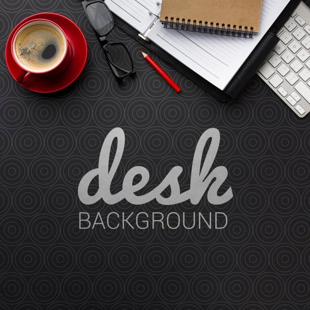 Office Desk Mock-Up With Stationery And Coffee Psd
