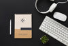 Office Desk With Keyboard And Notebook Mock-Up Psd