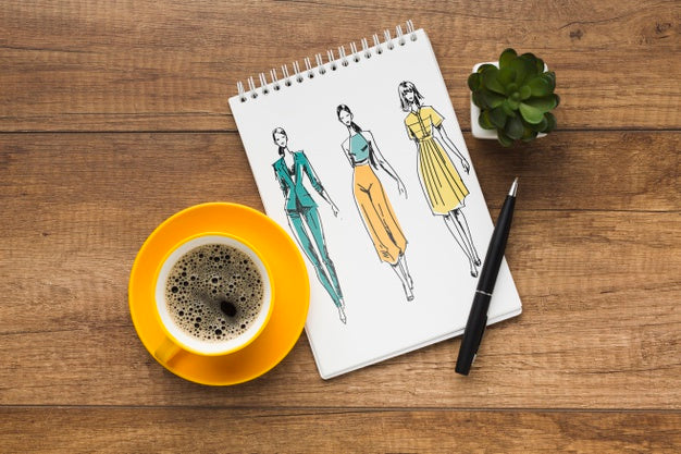 Office Desk With Notebook Mock-Up And Coffee Psd