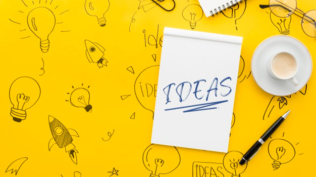 Office Desk With Notebook Mock-Up And Coffee Psd