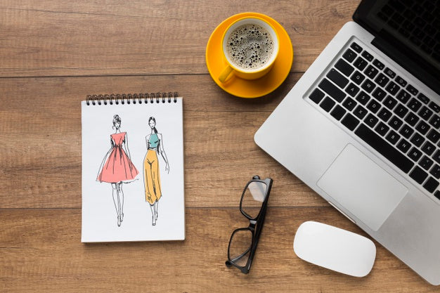 Office Desk With Notebook Mock-Up And Laptop Psd