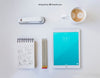 Office Materials With Coffee Mug And Tablet Psd