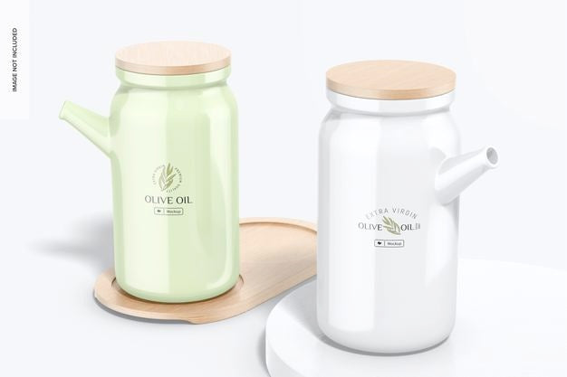 Oil Bottles With Bamboo Tray Mockup Psd