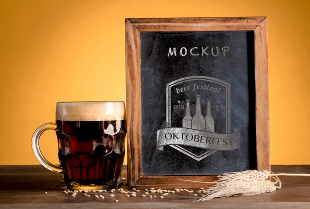 Oktoberfest Black Beer With Mock-Up Frame Psd