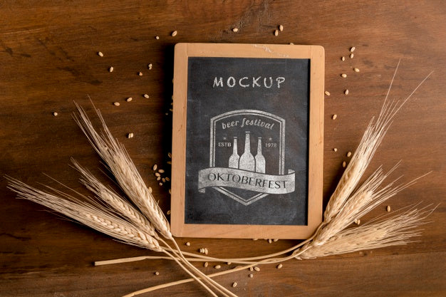 Oktoberfest Mock-Up Frame Surrounded By Wheat Psd