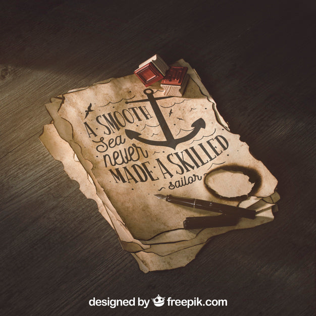 Old Paper Mockup With Sailing And Adventure Concept Psd
