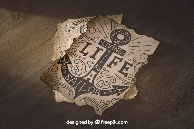 Old Paper Mockup With Sailing And Adventure Concept Psd