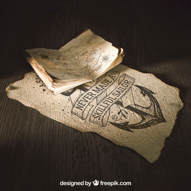 Old Paper Mockup With Sailing Concept Psd