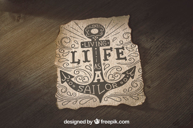 Old Paper Mockup With Sailing Concept Psd