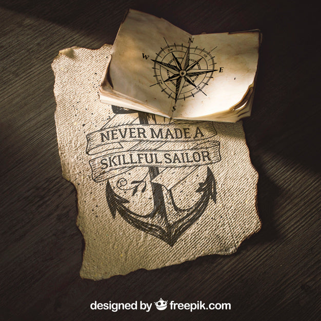 Old Paper Mockup With Sailing Concept Psd