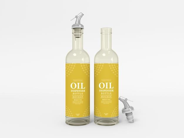 Olive Oil Glass Bottle Packaging Mockup Psd