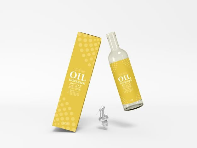 Olive Oil Glass Bottle Packaging Mockup Psd