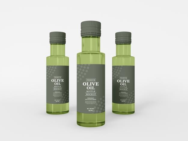 Olive Oil Glass Bottle Packaging Mockup Psd