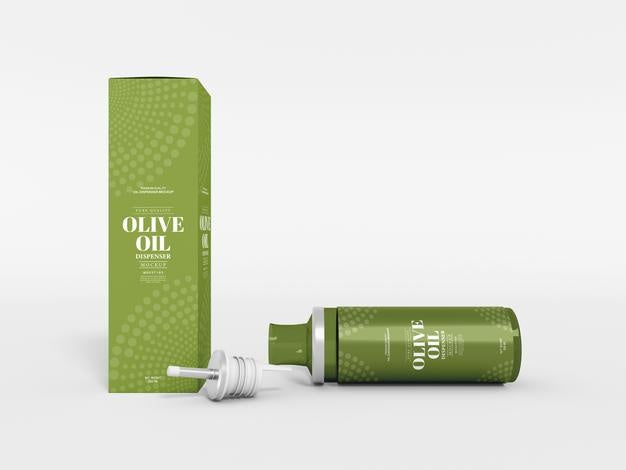 Olive Oil Glass Dispender Bottle Mockup Psd