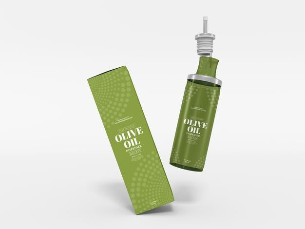 Olive Oil Glass Dispender Bottle Mockup Psd