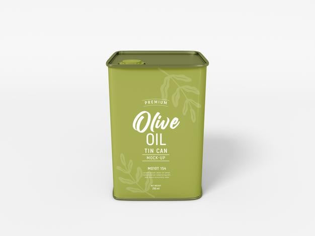 Olive Oil Metal Tin Can Mockup Psd