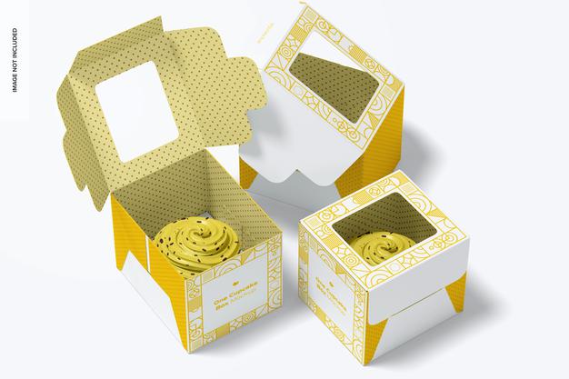 One Cupcake Boxes Mockup Psd