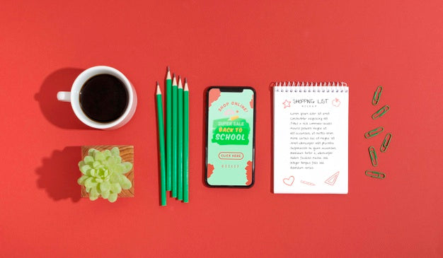 Online Shopping On Mobile List With Coffee Beside Psd