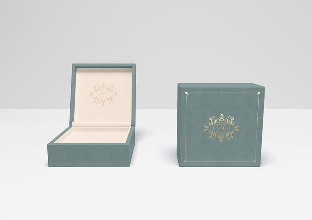 Open And Closed Blue Gift Box With Cover Psd