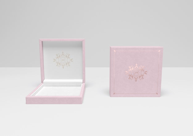 Open And Closed Pink Gift Box With Cover Psd