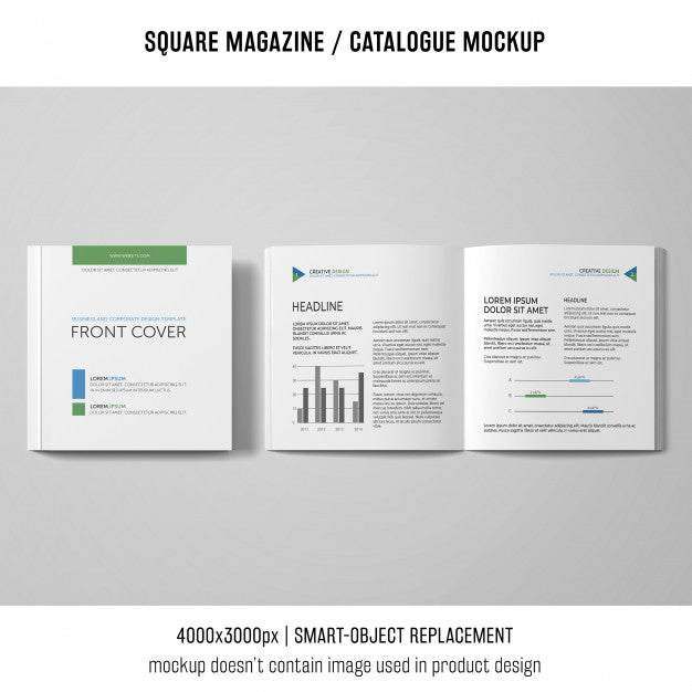 Open And Closed Square Magazine Or Catalogue Mockup Psd
