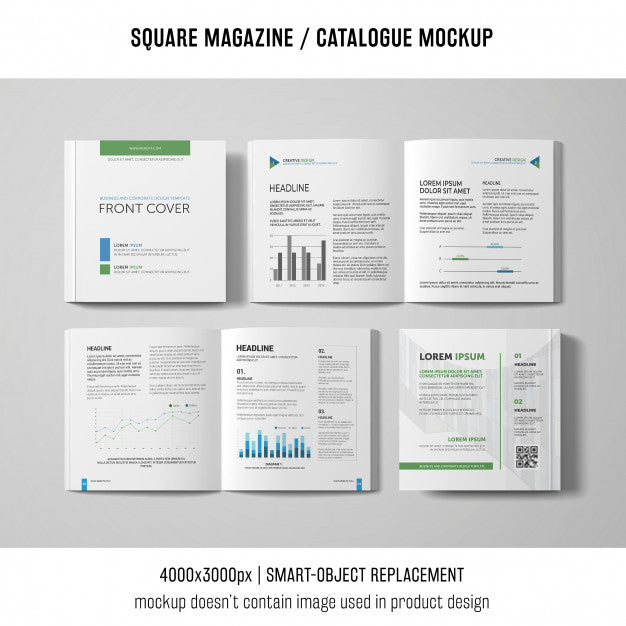 Open And Closed Square Magazine Or Catalogue Mockups Psd