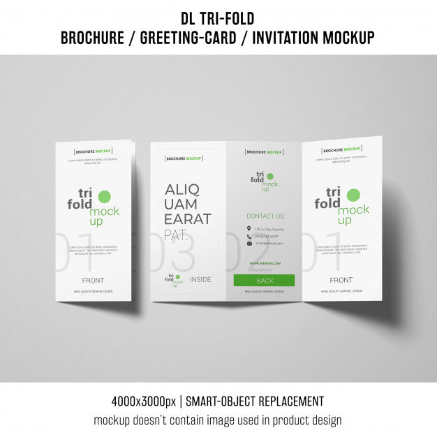 Open And Closed Trifold Brochure Or Invitation Mockup Psd