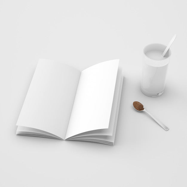 Open Book And Spoon With Coffee Psd