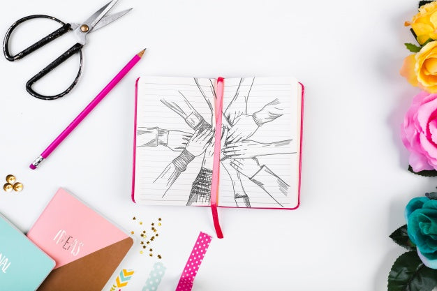 Open Book Mockup In Pink Female Style Psd