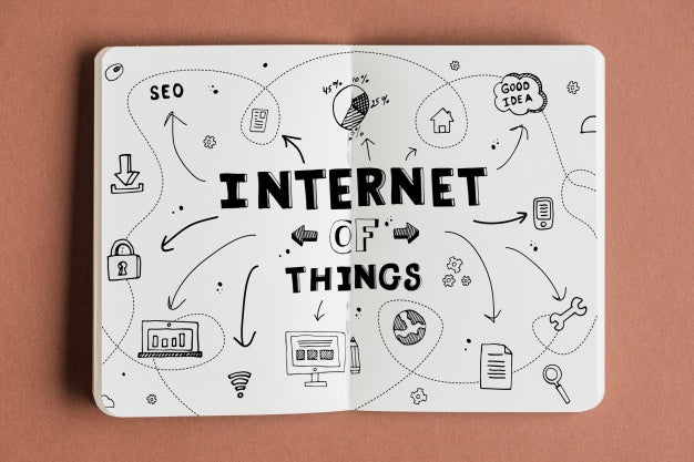 Open Book Mockup With Iot Concept Psd