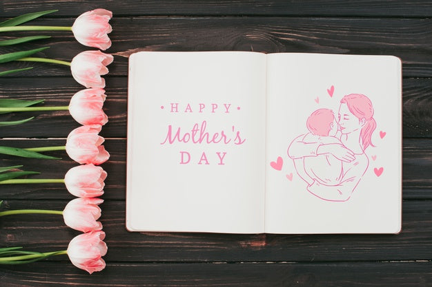 Open Book Mockup With Mothers Day Concept Psd