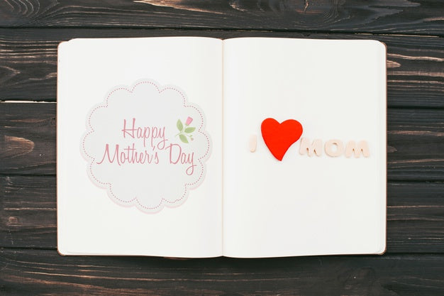 Open Book Mockup With Mothers Day Concept Psd