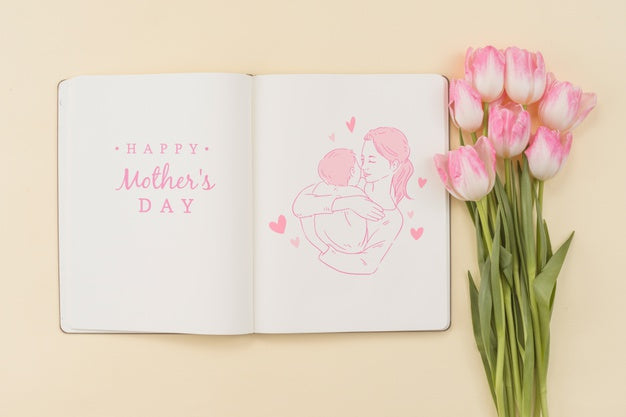 Open Book Mockup With Mothers Day Concept Psd