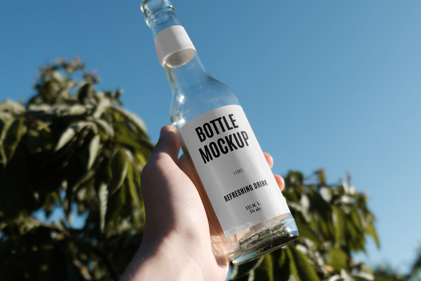 Open Glass Bottle Mockup