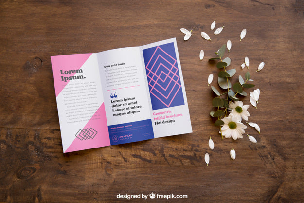 Open Magazine Mockup And Petals Psd