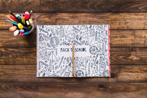 Open Notebook Mockup With Back To School Concept Psd