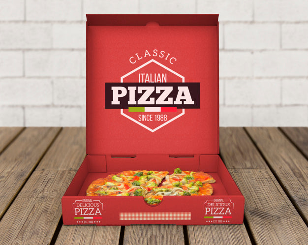 Open Pizza Box Mockup Psd