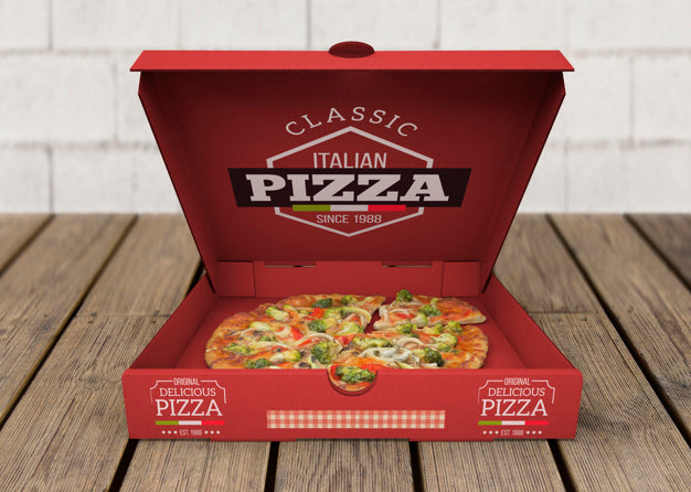 Open Pizza Box Mockup Psd