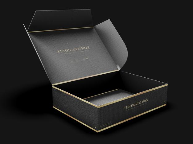 Open Rectangular Cardboard Box Mockup Psd