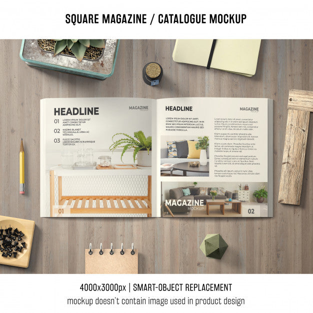 Open Square Magazine Or Catalogue Mockup Psd