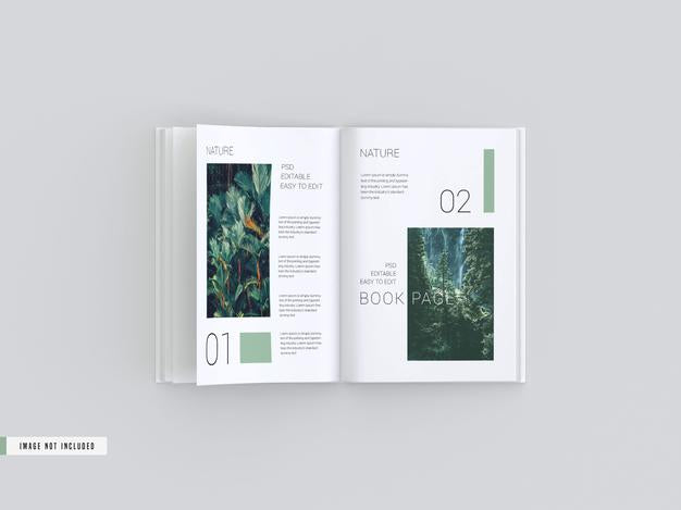 Open View Book Inside Pages Mockup Psd