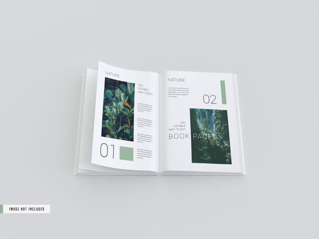 Open View Book Inside Pages Mockup Psd