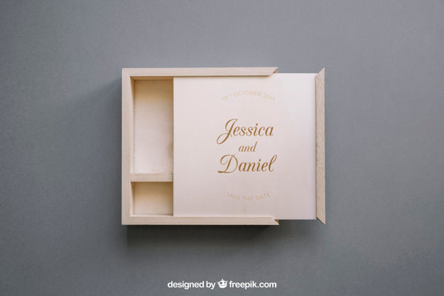 Open Wooden Box Mockup Psd