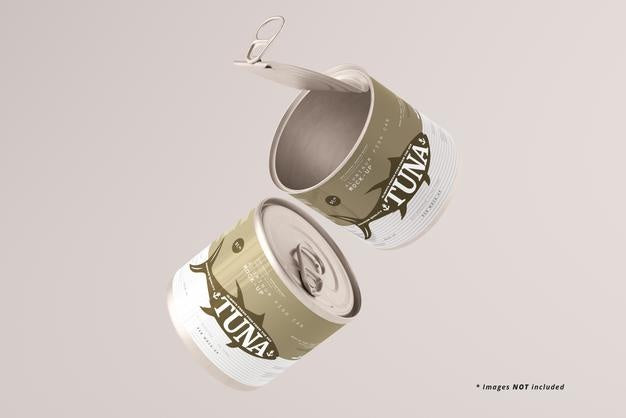 Opened Aluminum Food Can Mockup Psd