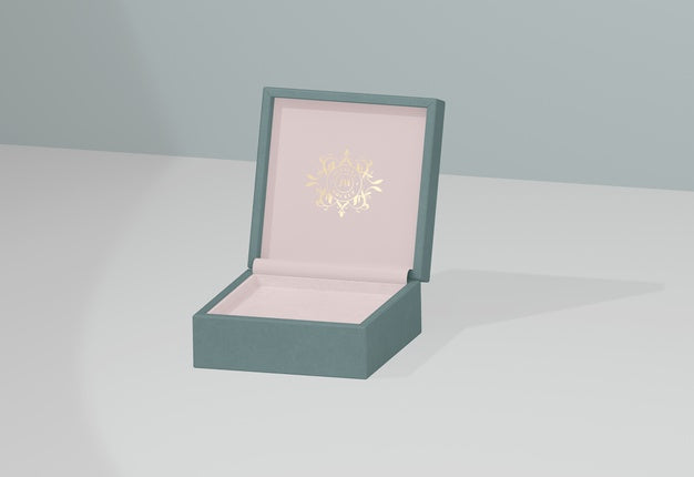Opened And Empty Jewelry Box With Golden Symbol Psd
