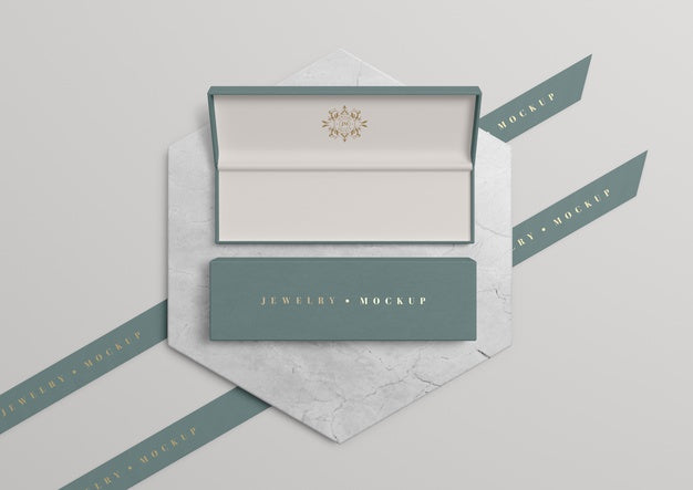 Opened Jewelry Box With Golden Symbol And Inscription Psd