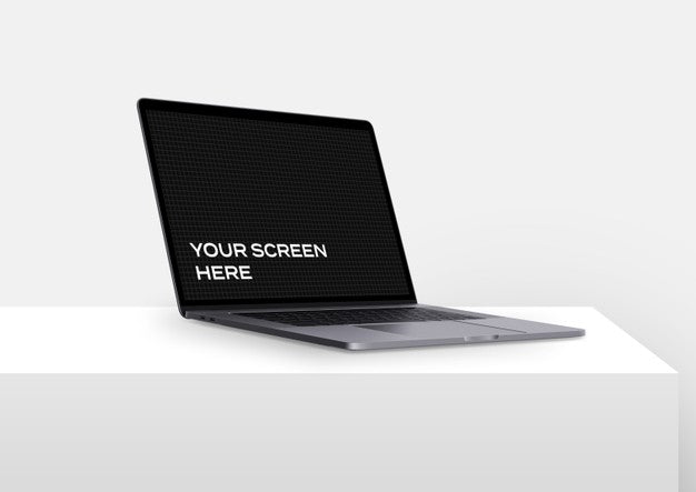Opened Laptop Mockup On The Desk Psd