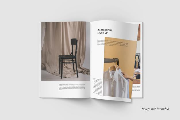 Opened Magazine Mockup Top View Psd