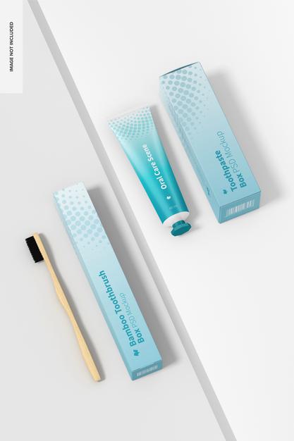 Oral Care Scene Mockup, Dropped Psd