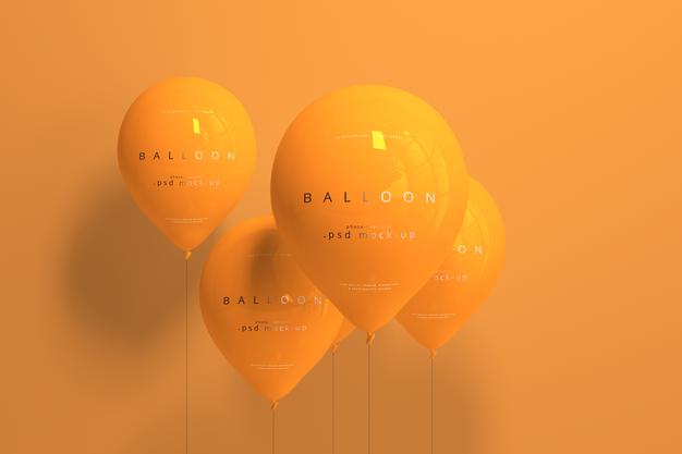 Orange Balloon Mockup Psd